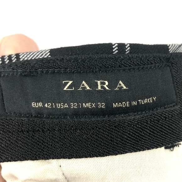 Zara Plaid Pants High Rise Ankle Trousers Size 32 Preppy Academia Punk - Picture 6 of 11